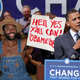 Cooter Obama welcomes his brother's supporters with a jug of "white lightning" before whipping up a steaming vat of flat-possum stew.